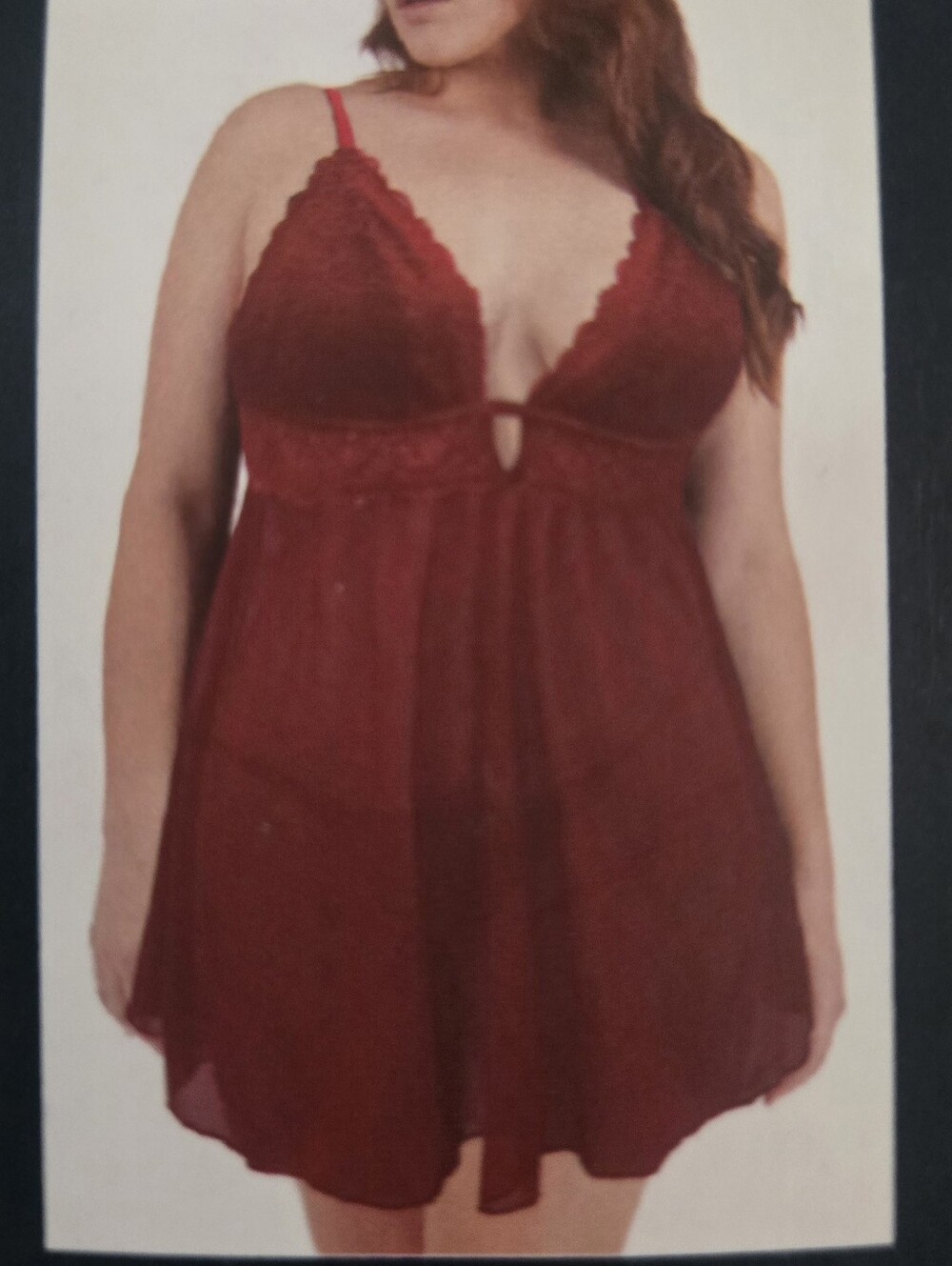 RACHEL Rachel Roy Deep Black Lace & Mesh Babydoll Chemise